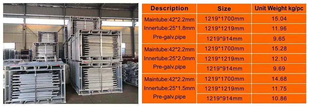 American 1700mm 1219 Painted Galvanized Steel Ladder Frame Scaffolding Frame Ladder Frame Main Frame Door Frame Manson Frame Scaffolding Frame for Construction